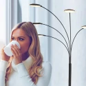 Mexlite floor lamp SYNNA 5 flames, rotatable, with flex arm, direct / indirect, with cord dimmer IP20, black matt dimmable