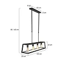 Mexlite Mexlite Pendant luminaire BUCKLEY, 4 flames, black