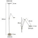 Steinhauer Steinhauer Floor lamp ZODIAC LED, 2 flames, with reading arm, silver