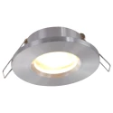 Steinhauer recessed luminaire PÉLITE SPOT round, rigid, with open cable GU10 IP44, steel brushed dimmable