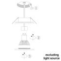 Steinhauer recessed luminaire PÉLITE SPOT round, rigid, with open cable GU10 IP44, steel brushed dimmable