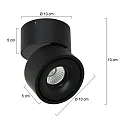 Mexlite ceiling luminaire FEZ 1 flame, round, swivelling, rotatable, set back IP20, black matt dimmable