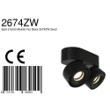 Mexlite ceiling luminaire FEZ 2 flames, oval, swivelling, rotatable, set back IP20, black matt dimmable