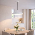 Steinhauer pendant luminaire KRISIP down, 1 flame, flat E27 IP20, white matt dimmable