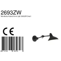 anne light & home wall luminaire KASKET with switch, with jointed arm, with plug E27 IP20, black matt 