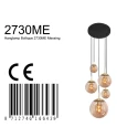 Steinhauer pendant luminaire BOLLIQUE 5 flames E27 IP20, amber, brass, black dimmable