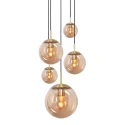 Steinhauer pendant luminaire BOLLIQUE 5 flames E27 IP20, amber, brass, black dimmable