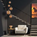 Steinhauer pendant luminaire BOLLIQUE 5 flames E27 IP20, amber, brass, black dimmable