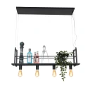 Mexlite pendant luminaire BUCKLEY 4 flames, with shelf E27 IP20, black matt dimmable