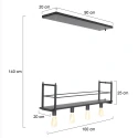 Mexlite pendant luminaire BUCKLEY 4 flames, with shelf E27 IP20, black matt dimmable