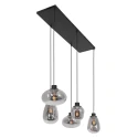 Steinhauer Steinhauer Pendant luminaire REFLEXION, 5 flames, smoky, fitting black