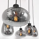 Steinhauer Steinhauer Pendant luminaire REFLEXION, 5 flames, smoky, fitting black