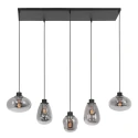Steinhauer Steinhauer Pendant luminaire REFLEXION, 5 flames, smoky, fitting black