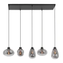 Steinhauer Steinhauer Pendant luminaire REFLEXION, 5 flames, smoky, fitting black