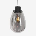 Steinhauer Steinhauer Pendant luminaire REFLEXION, 5 flames, smoky, fitting black