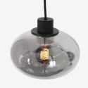 Steinhauer Steinhauer Pendant luminaire REFLEXION, 5 flames, smoky, fitting black