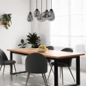 Steinhauer Steinhauer Pendant luminaire REFLEXION, 5 flames, smoky, fitting black