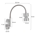 Steinhauer wall luminaire NATASJA with switch, with flex arm GU10 IP20, steel brushed dimmable