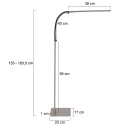 Mexlite floor lamp SERPENT with flex arm, with touch dimmer IP20, steel brushed dimmable