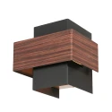Steinhauer wall luminaire MURO 1 flame, square, with cover G9 IP20, wood dimmable