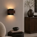 Steinhauer wall luminaire MURO 1 flame, square, with cover G9 IP20, wood dimmable