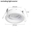 Steinhauer recessed luminaire PÉLITE SPOT round, rigid, set back GU10 IP20, white matt dimmable