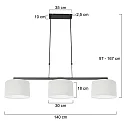 Steinhauer pendant luminaire STANG 3 flames E27 IP20, black, white dimmable