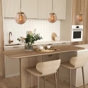pendant luminaire BOLLIQUE round E27 IP20, amber, brass, black dimmable