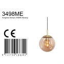 Steinhauer pendant luminaire BOLLIQUE round E27 IP20, amber, brass, black dimmable