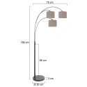 Steinhauer floor lamp SPARKLED LIGHT 3 flames E27 IP20, black dimmable