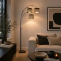 Steinhauer floor lamp SPARKLED LIGHT 3 flames E27 IP20, black dimmable