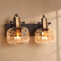Steinhauer wall luminaire GLASLIC 2 flames, swivelling, rotatable E27 IP20, bronze, black dimmable