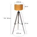 Mexlite floor lamp TRIEK 1 flame E27 IP20, wood, black dimmable
