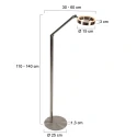 floor lamp RINGLUX 2 flames IP20, steel dimmable