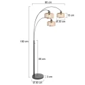 Steinhauer floor lamp BREEZA BEACH 3 flames E27 IP20, black dimmable