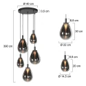 Steinhauer pendant luminaire GLIMSY 5 flames IP20, black dimmable