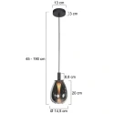 Steinhauer pendant luminaire GLIMSY 1 flame IP20, black dimmable