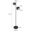 Mexlite floor lamp TENEBRIS 2 flames E14 IP20, black dimmable