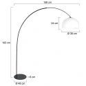 arc luminaire CURVE 1 flame E27 IP20, black dimmable