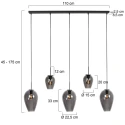 Mexlite pendant luminaire DROVIA 5 flames E27 IP20, black dimmable