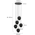 Mexlite pendant luminaire SILURA 5 flames E27 IP20, black dimmable