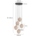 Mexlite pendant luminaire SILURA 5 flames E27 IP20, black dimmable