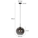 Mexlite pendant luminaire SFERIO 1 flame E27 IP20, black dimmable