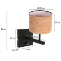 Steinhauer wall luminaire STANG 1 flame E27 IP20, black dimmable