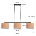 Steinhauer pendant luminaire STANG 3 flames E27 IP20, black dimmable