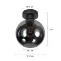 Mexlite ceiling luminaire SFERIO 1 flame E27 IP20, black dimmable