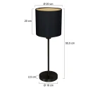 Mexlite table lamp NOOR 1 flame E27 IP20, black dimmable