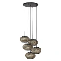 pendant luminaire NOX LIGHT 5 flames E27 IP20, black dimmable