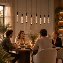 Steinhauer pendant luminaire ALISIO 8 flames IP20, black dimmable