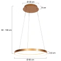 Steinhauer pendant luminaire RINGLEDE 1 flame IP20, gold dimmable